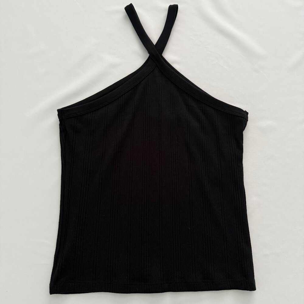 a.n.a. Black Crossover Halter Top Size L - Picture 1 of 7